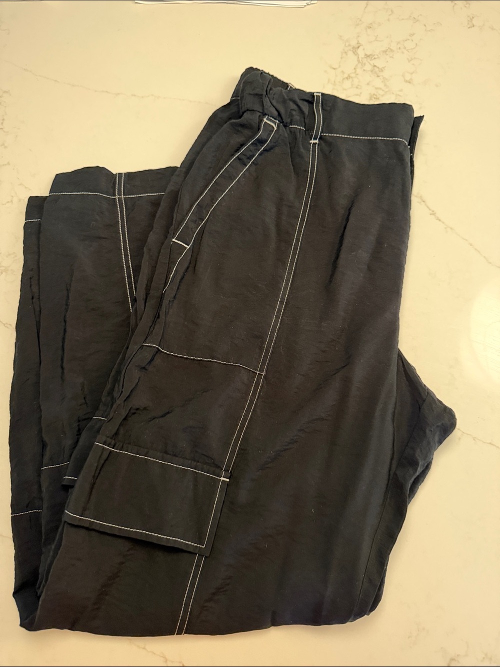GAP Black Cargo Pants with White Topstitching
